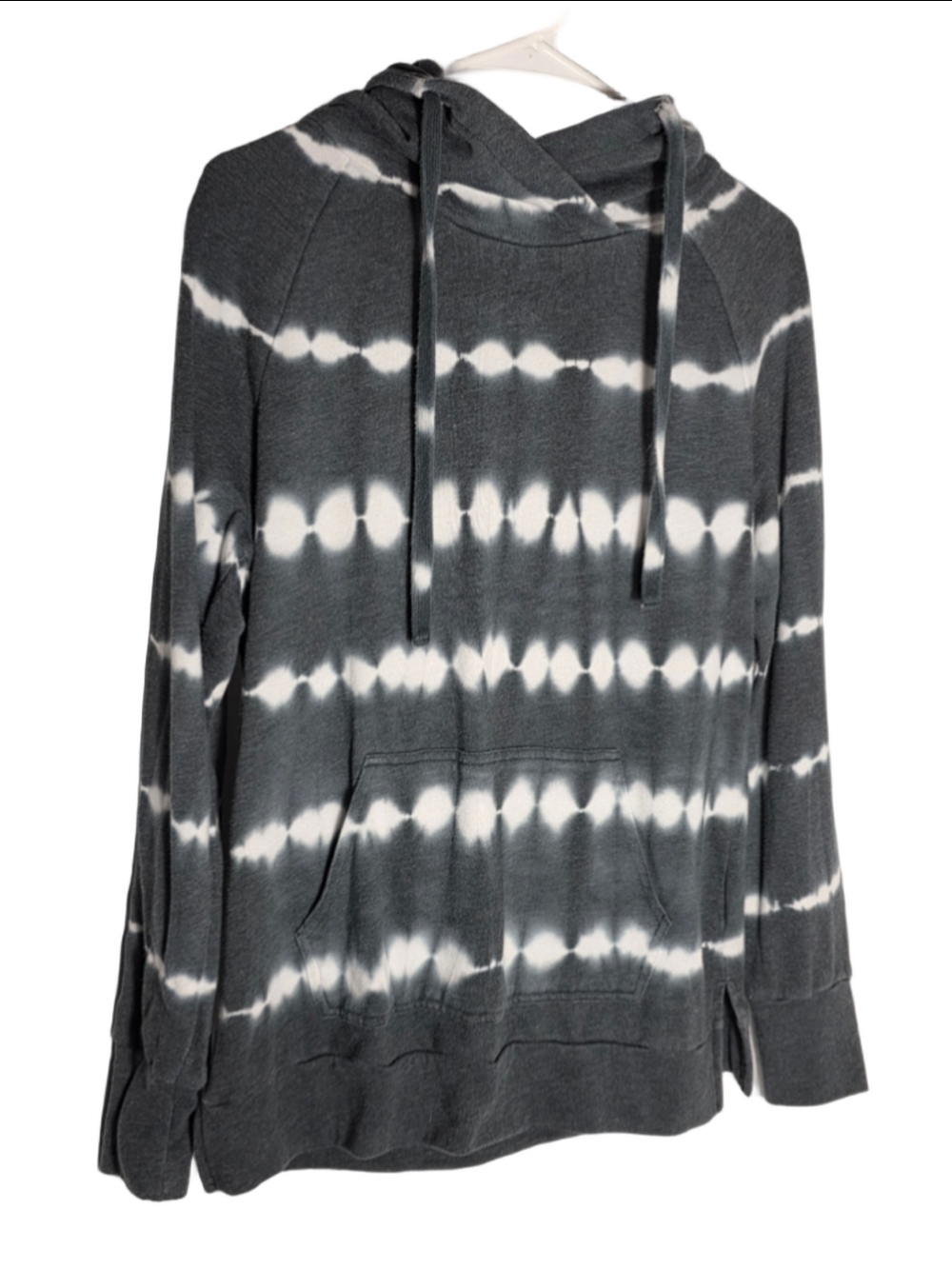 Women's GreenTea Tie-Dye Hoodie Sweatshirt Navy Grey White Size M boho natural